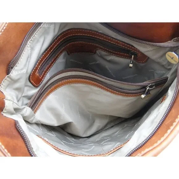 Gianni Conti‎ Brown Soft Leather Adjustable Handbag Tote Purse Large ~ 59307 NWT